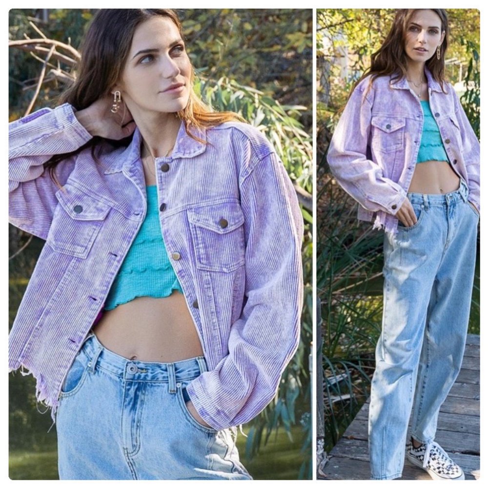 Basic Vintage Corduroy Jacket in Lavender - Picture 13 of 15